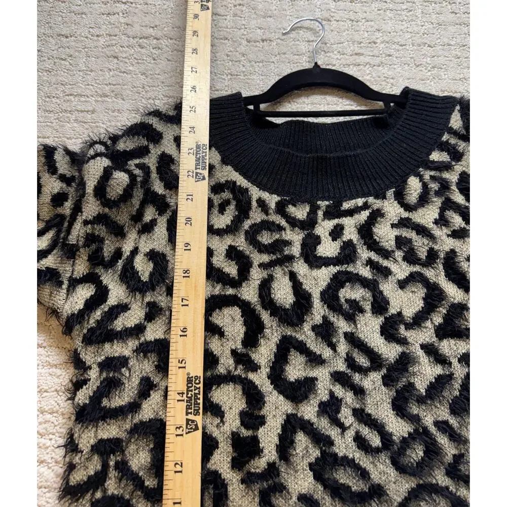 Marc New York Andrew Marc Sweater Womens Medium Beige Leopard Knit Pullover - Picture 6 of 8